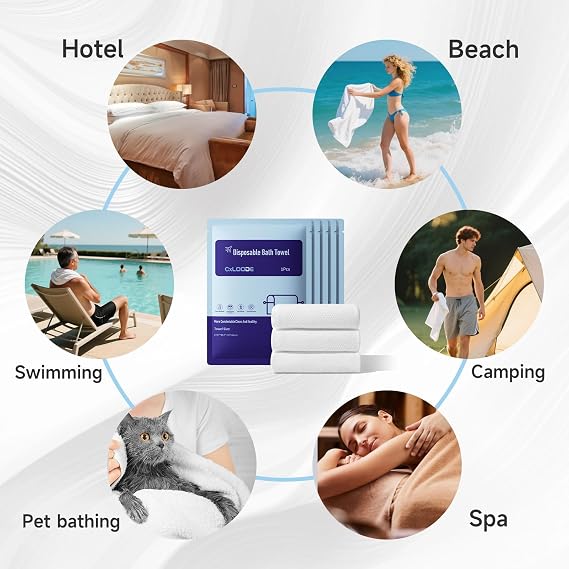 10 PCS Disposable Bath Towels, Large Disposable Towel Tablets 55.1 x 27.5