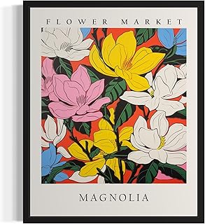 Magnolia Flower Market Art Print Poster, Floral Aesthetic Botanical Pastel Painting for Bedroom, Bathroom Living Room Decor 75 (Magnolia, 8 x 10 inches, Unframed)
