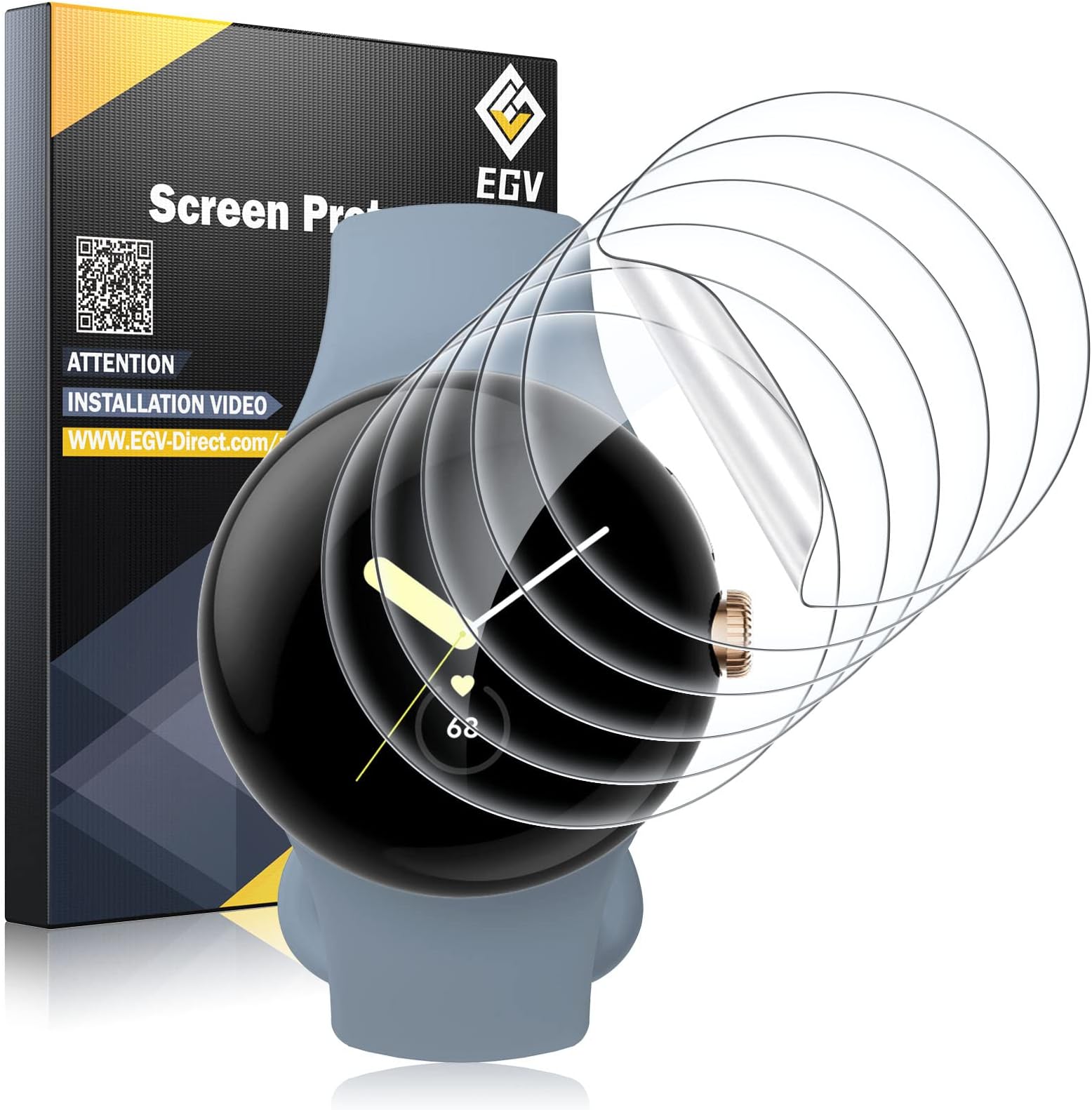 EGV 6 Pack for Google Pixel Watch 41mm Screen Protector, Pixel Watch 4/3/2/1 Screen Protector [Upgrade Flexible Film] Self-Healing, Anti-Scratch, [Non-Bubbles] Soft HD TPU