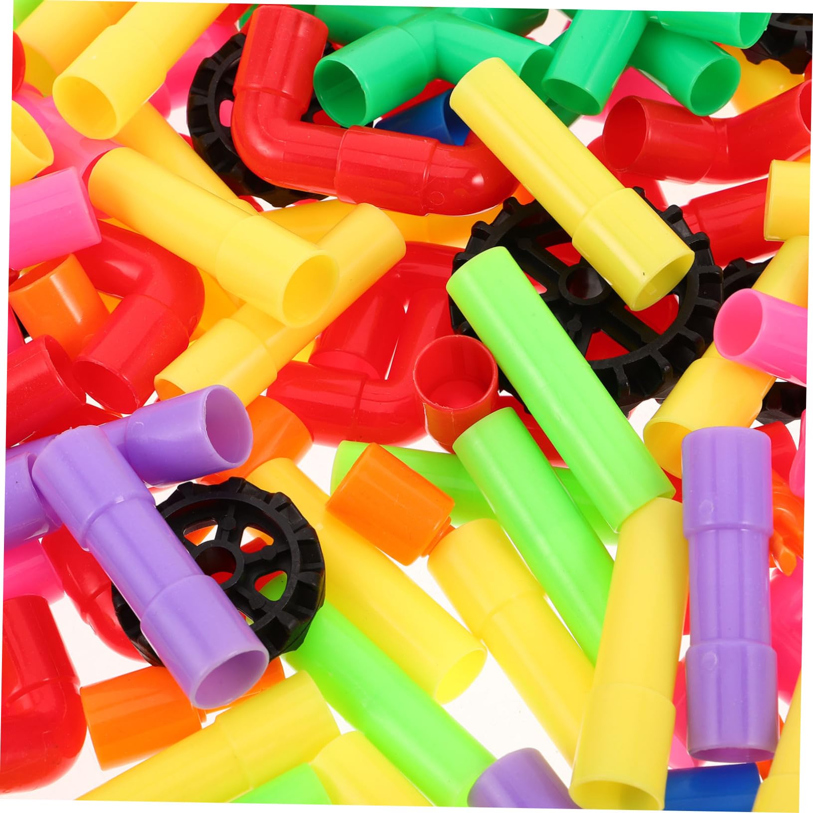 WOONEKY Rohrbausteine für Junge Mädchen Steckbausteine aus Bausteine zum Lernen und Spielen Große und Bunte Konstruktionsspielzeuge für Drinnen und Draußen