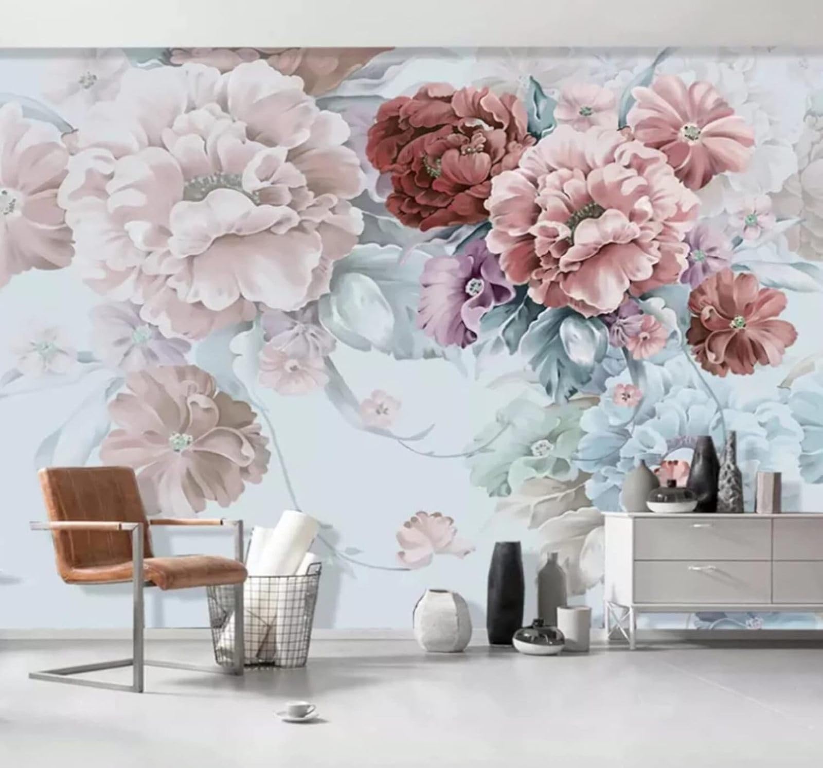XLMING Aesthetic Hand Drawn Warm Beautiful Floral 3D Wallpaper Luxury Home Dining Decor Paste Sofa Living Room The Wall for Bedroom Mural-400cm×280cm