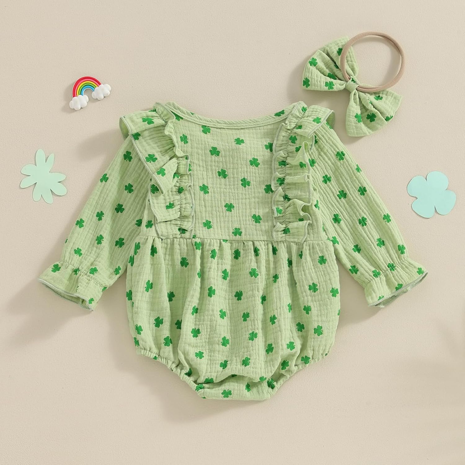 Newborn Baby Girl St. Patrick 's Day Romper Sweatshirt Bodysuit Infant St. Patrick 's Day Outfit Clothes - Image 6