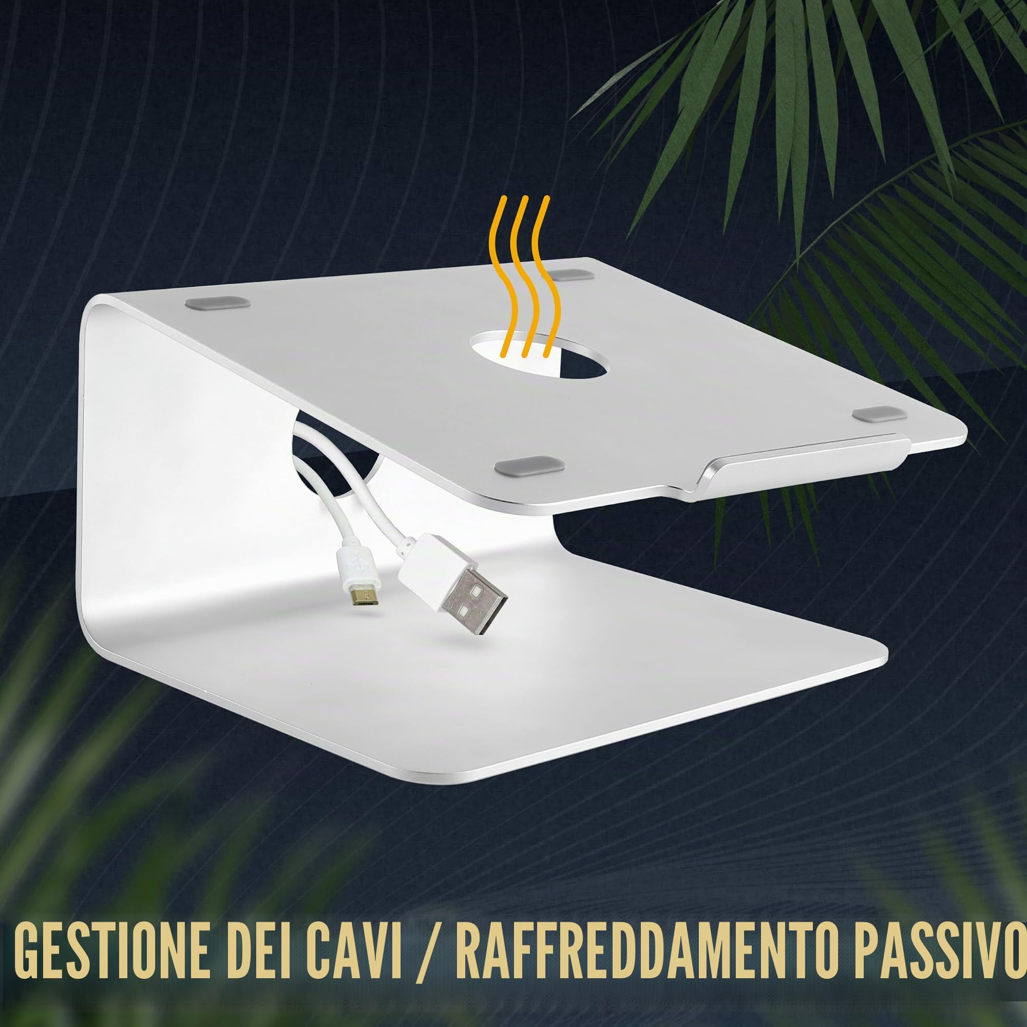 RICOO Supporto PC portatile MTS-02 Rialzo laptop per scrivania Compatibile con Mac-Book Piedistallo da tavolo Per schermo notebook Argenteo