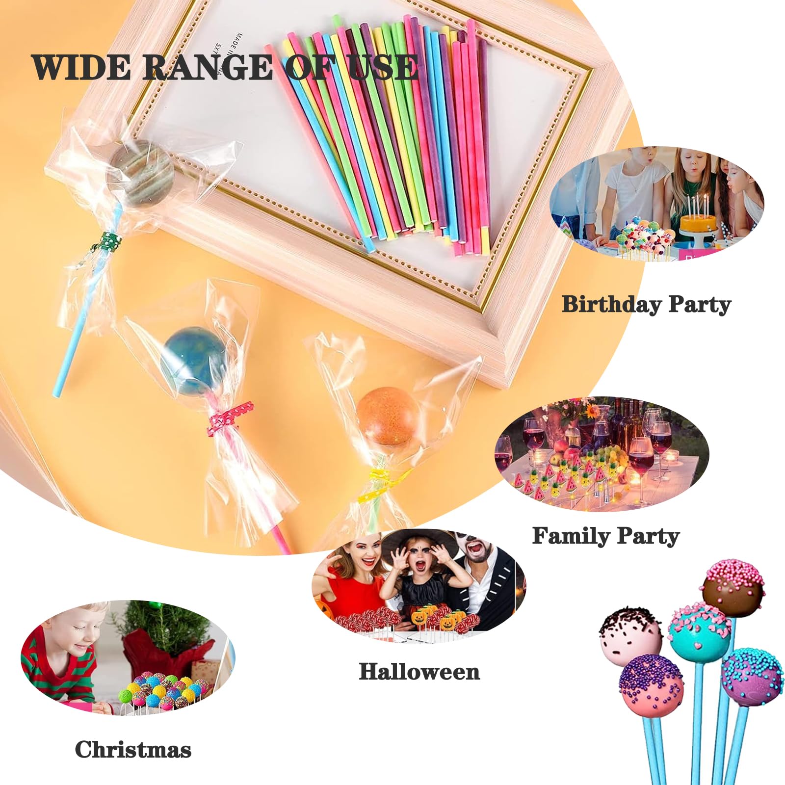 150 Bastoncini Per Cake Pops E Lecca Lecca | Carta Colorata | 2 Misure (10 E 15 Cm) | Per Feste E Eventi - Foto 2