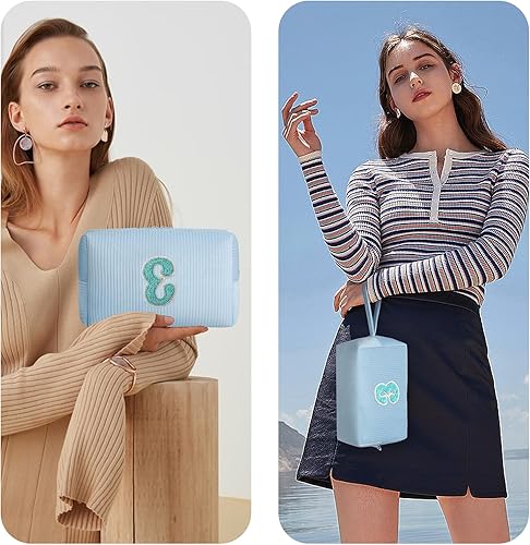 Miniatura 5 de FUZVOL Bolsa de maquillaje inicial de pana azul, Azul_a