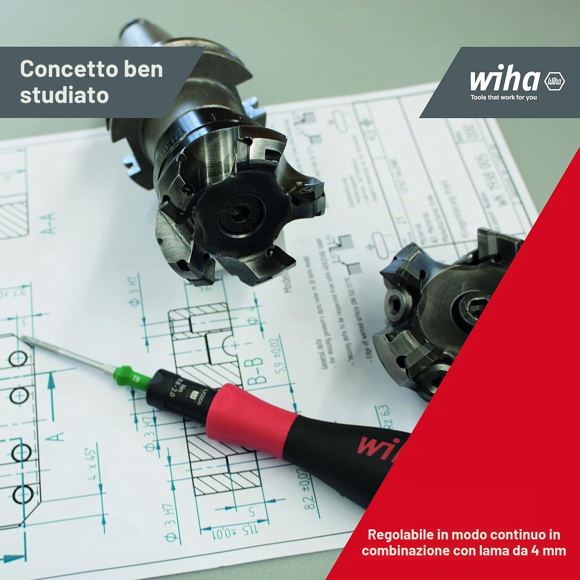 Wiha Destornillador dinamométrico TorqueVario®-S con limitación del par de apriete de ajuste variable 0.8-5 (26463)