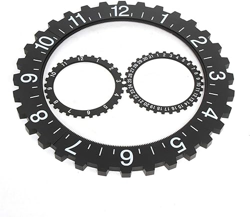 Miniatura 3 de 27 gran reloj de pared colgante moderno 3D arte rotativo engranaje reloj números arte diseño cuarzo movimiento mecánico calendario rueda negro reloj