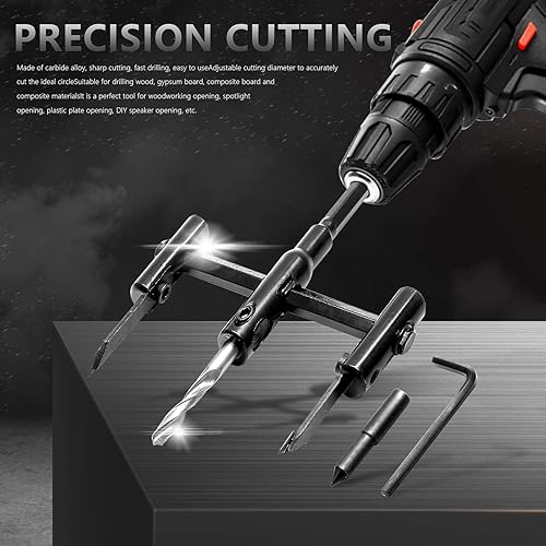 Miniatura 6 de Broca de corte circular de sierra de agujero ajustable de 1-316 a 4-34 pulgadas, broca de corte redondo para carpintería, 1.181-4.724 in