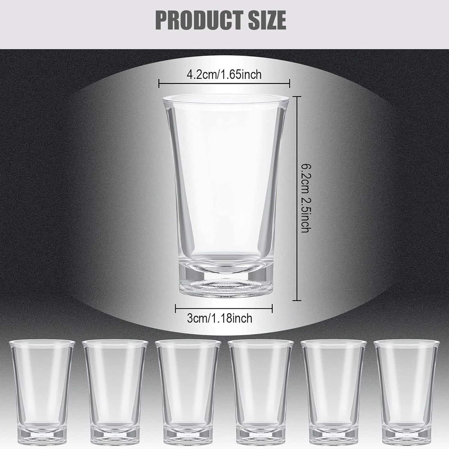 100 Pcs 1.5 oz Clear Acrylic Shot Glasses with Thick Base for Party Favors Drinking Games Weddings Bars and Events