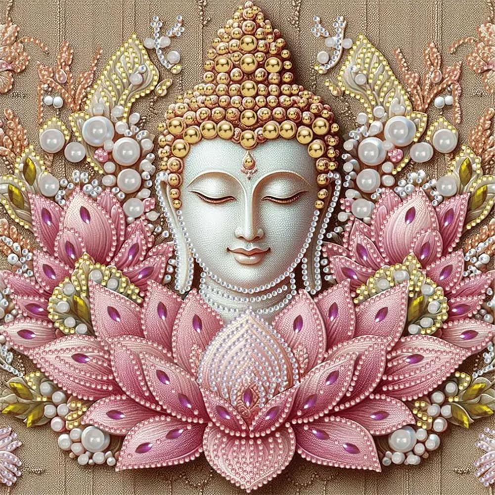 Lotus Buddha 5D DIY Partial Special Shaped Drill Kit 30x30cm