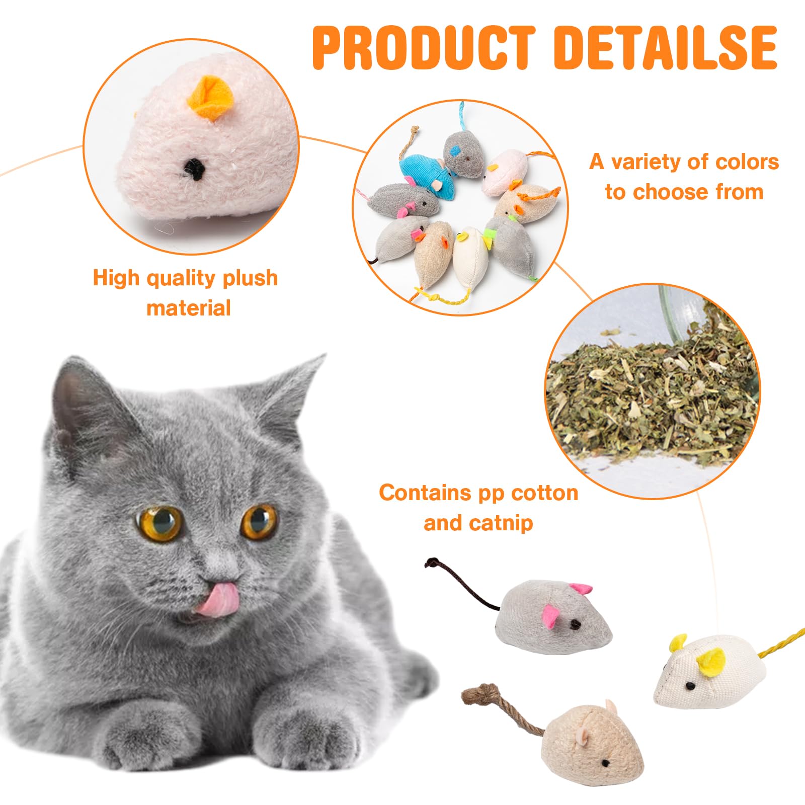 24 Piezas Juguetes para Gatos - Ratones de Peluche y Hierba Gatera - Juguetes Interactivos Multicolor