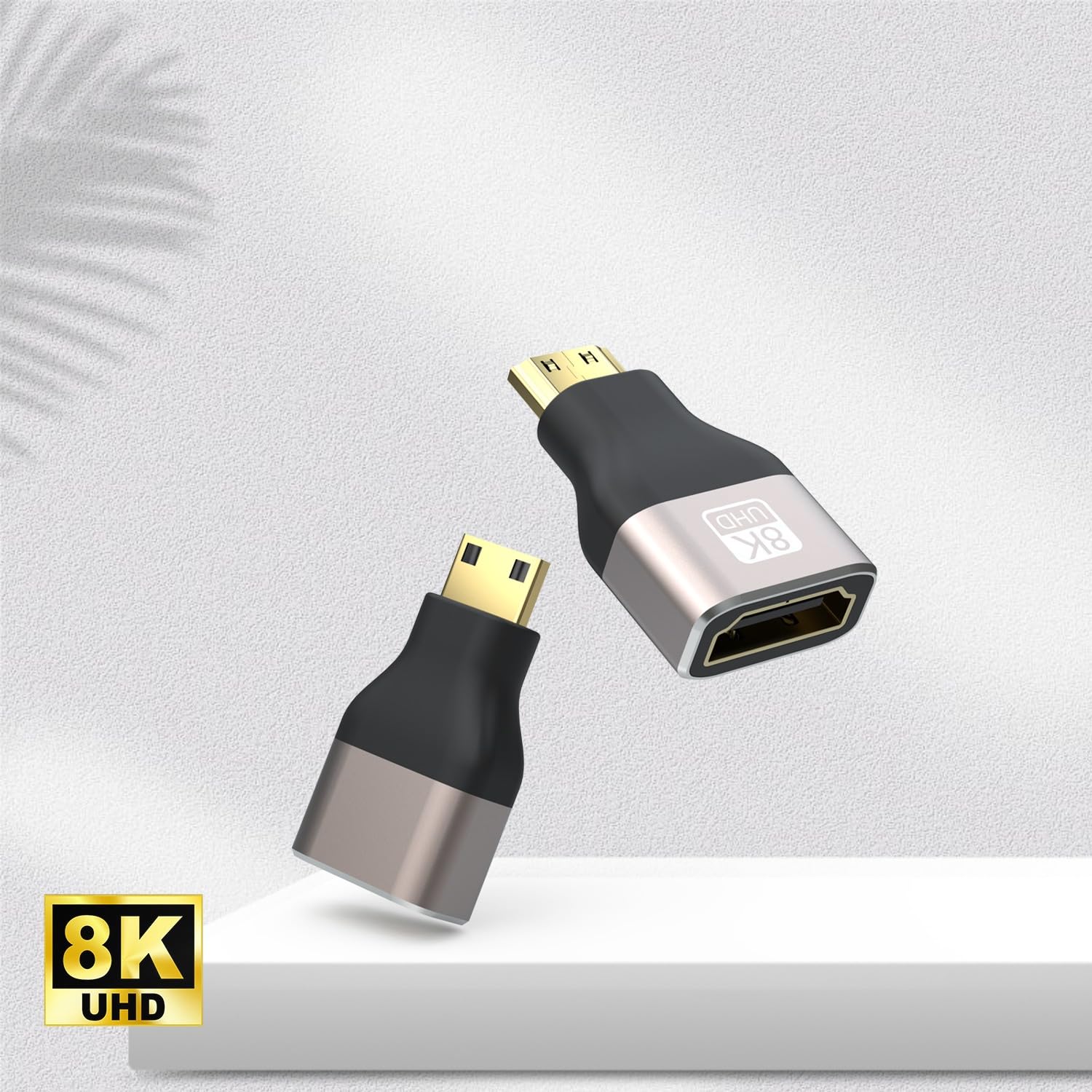 PremiumCord Adapter 8K HDMI A gniazdo na mini HDMI wtyczka F/M, UHD 8K 3840p 60Hz, 4K 2160p 120Hz, Full HD 1080p, aluminiowa obudowa, pozłacane złącza, kolor szary Space