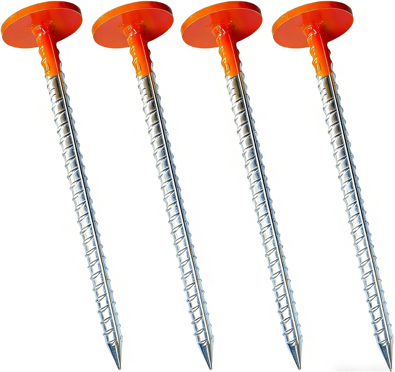 12-Inch Heavy Duty Survey Stakes with Hi-Vis Orange-red Coating - 1.35 lb Galvanized Steel Property Line Markers (4 Pack)