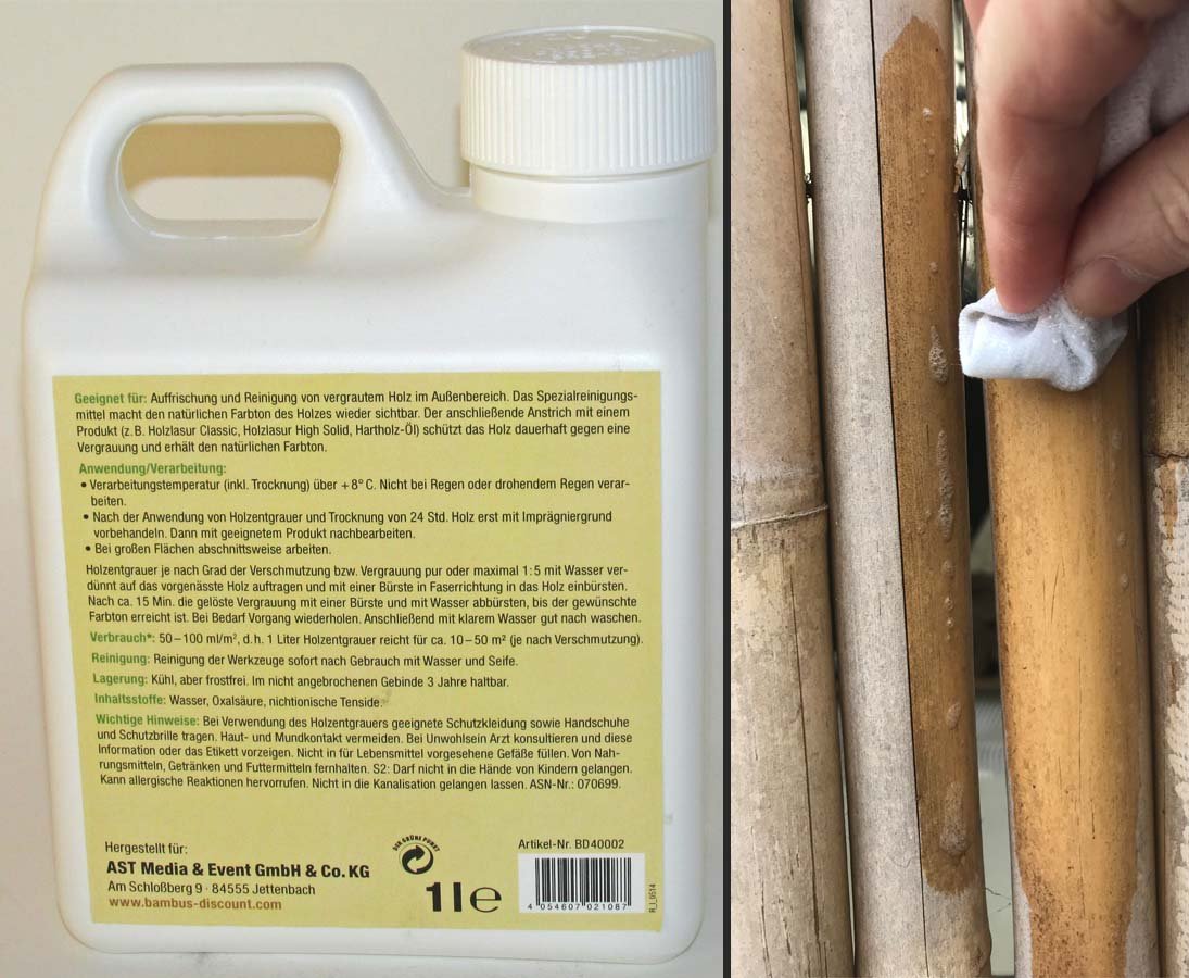 BADI Holzentgrauer/Bambusentgrauer - Mittel zur Auffrischung und Reinigung  von vergrautem Holz und Bambus im Auenbereich - 1,0 Liter (BD75402) :  Amazon.de: Baumarkt