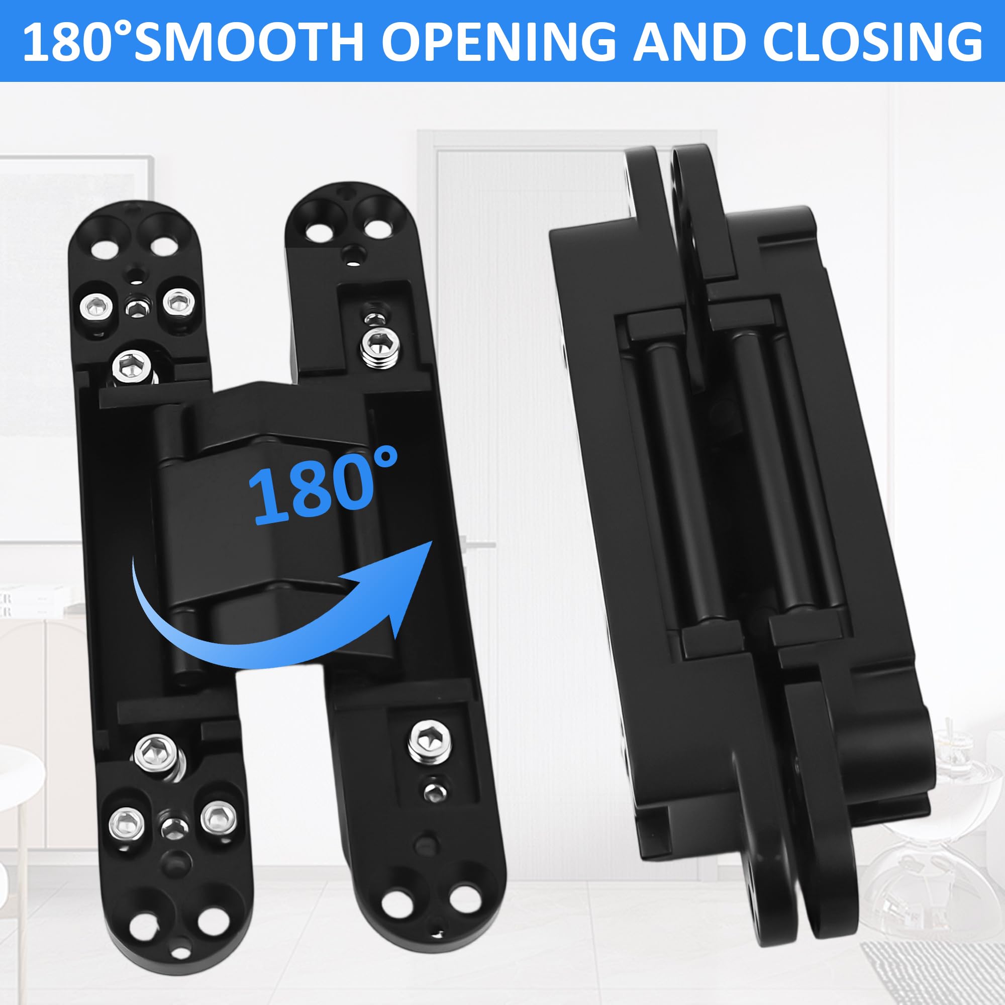 Axincardarm 2 Pack Concealed Hinges Black Hidden Door Hinges - Image 4