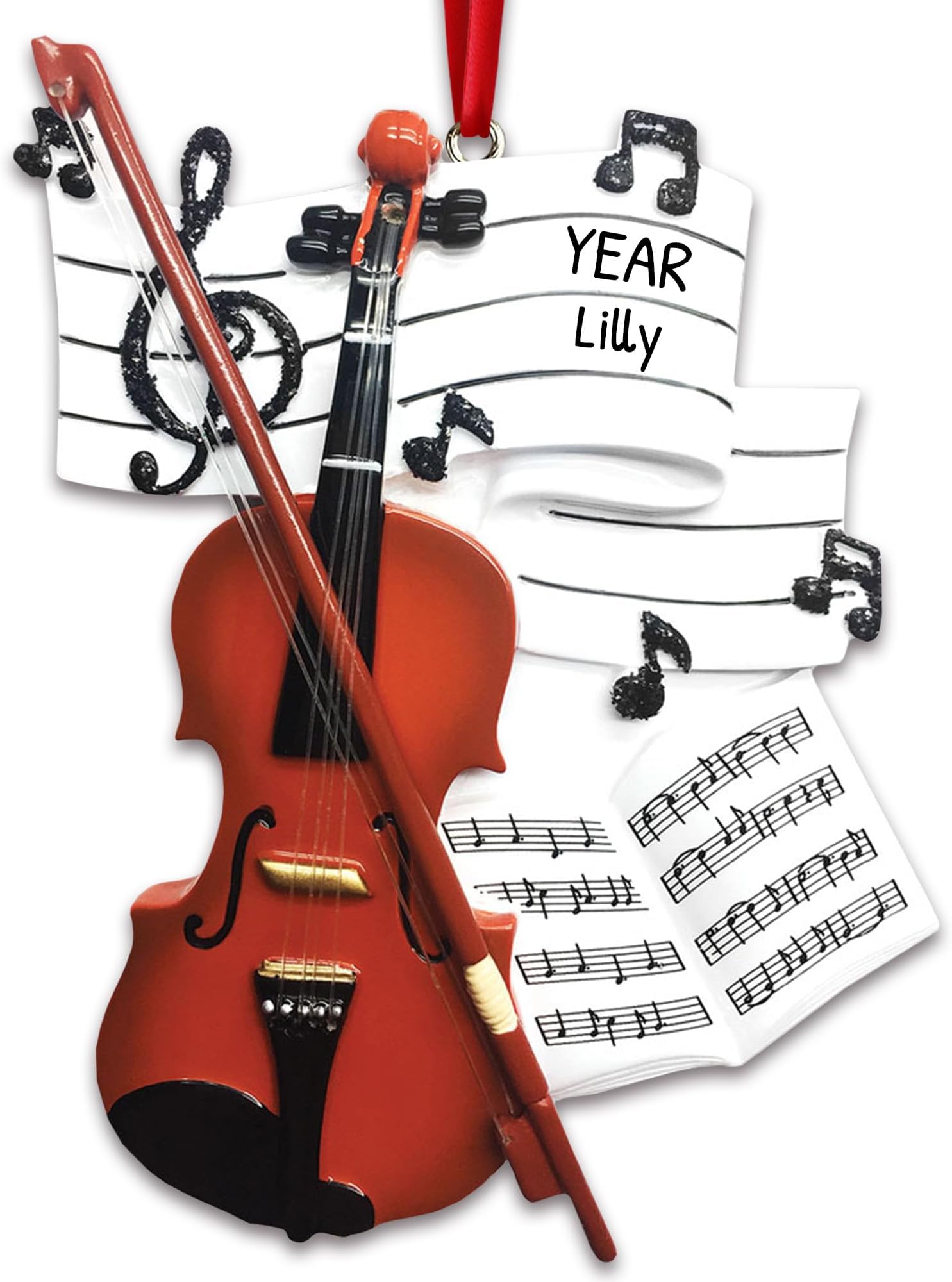 Personalized Violin Christmas Ornament - Violin Ornaments for Christmas Tree, Musical Instrument Ornaments, Music Recital Gifts, Music Teacher Gifts - Orchestra Violin - Free Customization