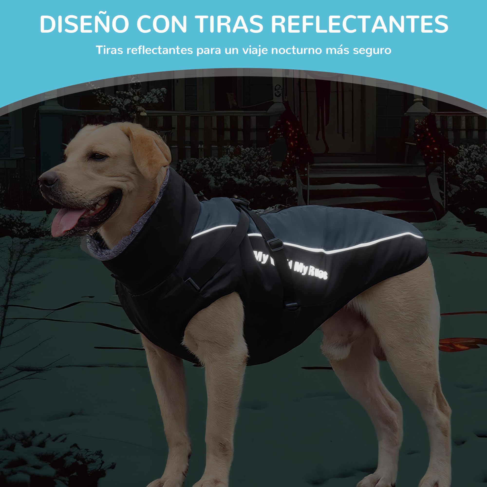ALLSOPETS Abrigo para Perro Impermeable con Arnés Integrado y Bandas Reflectantes, Chaqueta de Invierno Cálida para Perros Medianos y Grandes (Gris Pizarra, 5XL)