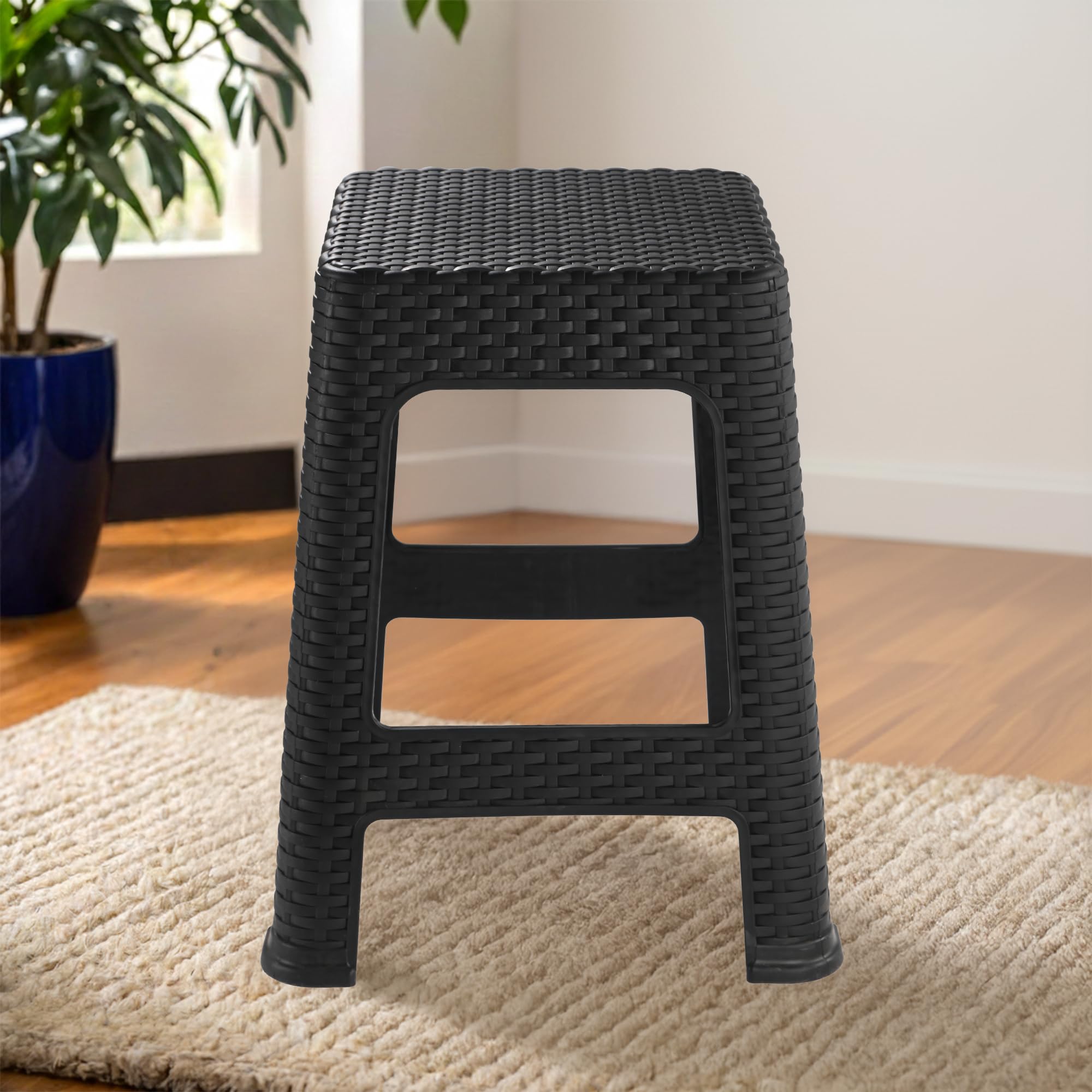 Kuber Industries Optima Stool - Black -2
