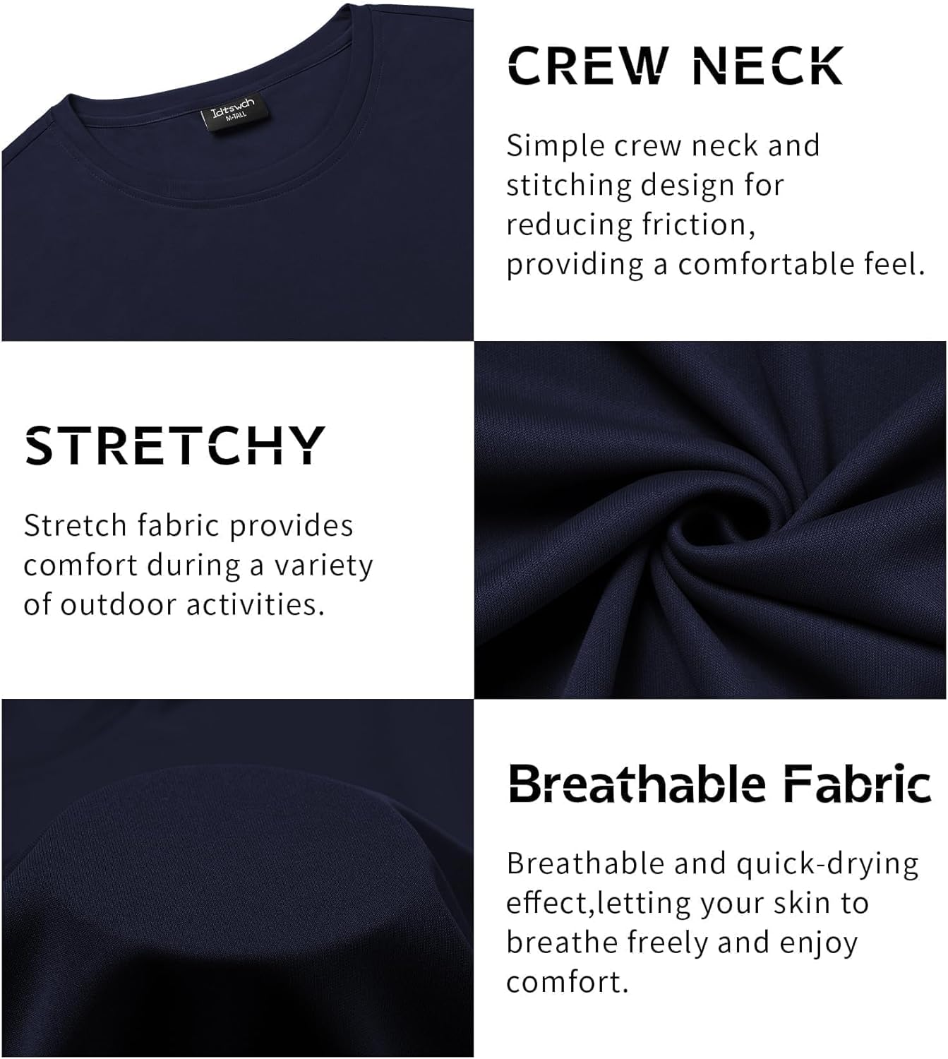 Idtswch Men's Tall T-Shirt Rash Guard UPF 50+ T-Shirt Quick Dry Swim Water Top Tee Short Sleeve Athletic Shirts - Image 4