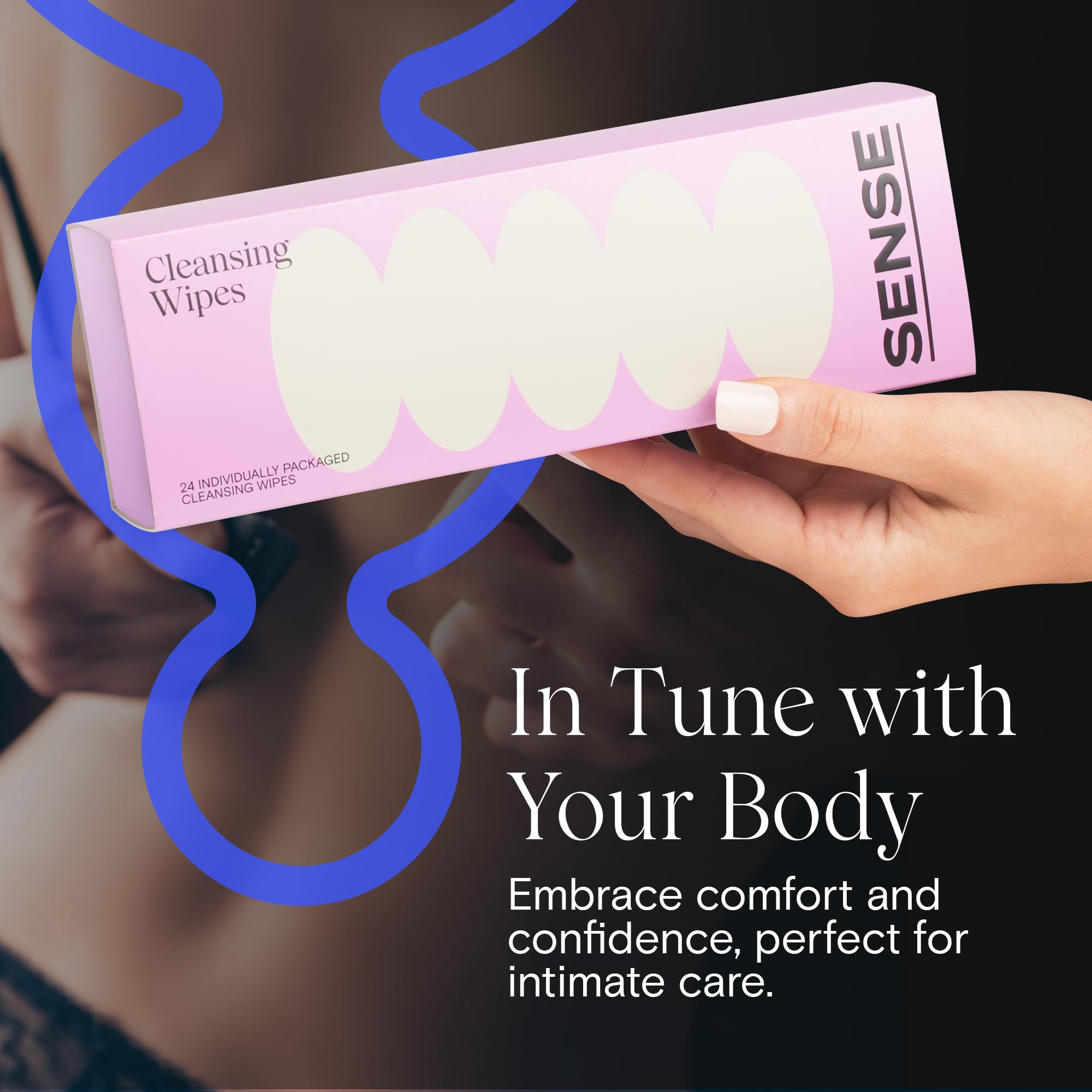 Sense Cleansing Wipes (12 Pack) Individually Wrapped pH Balance Wipes for Women - Made in the USA, Flushable Wipe, On-The-Go Before and After Freshness Intimate Wipe, Feminine Care