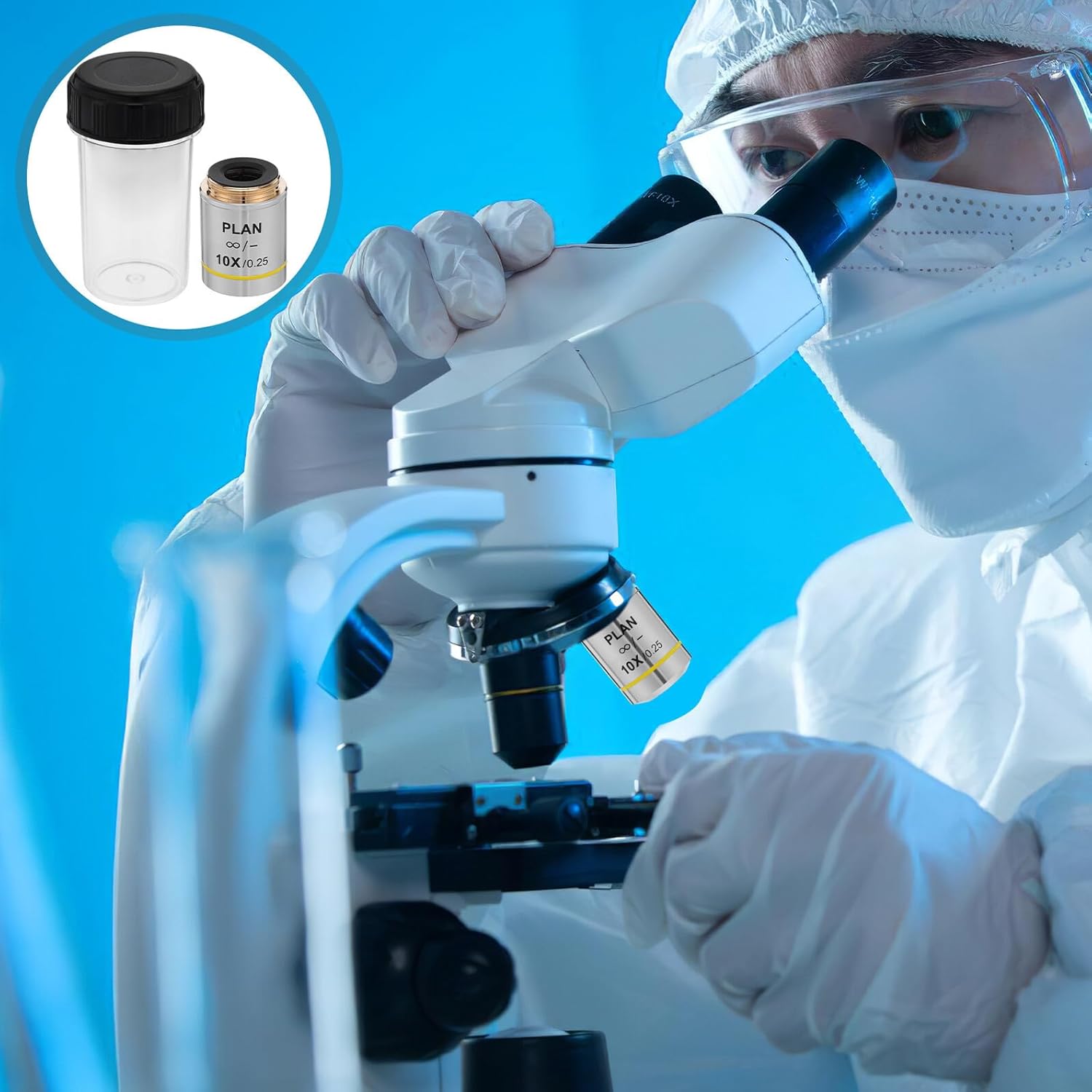 lurrose 生物学用顕微鏡レンズ 10倍倍率対物レンズ 銅構造交換部品 ラボ用詳細観察 顕微鏡アクセサリー 教室用理科用品