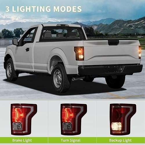 Miniatura 3 de AUTOSAVER88 Conjunto de luces traseras compatibles con Ford F-150 f150 15 16 17 2015-2017 luces traseras, luces traseras (montaje de repuesto rojo
