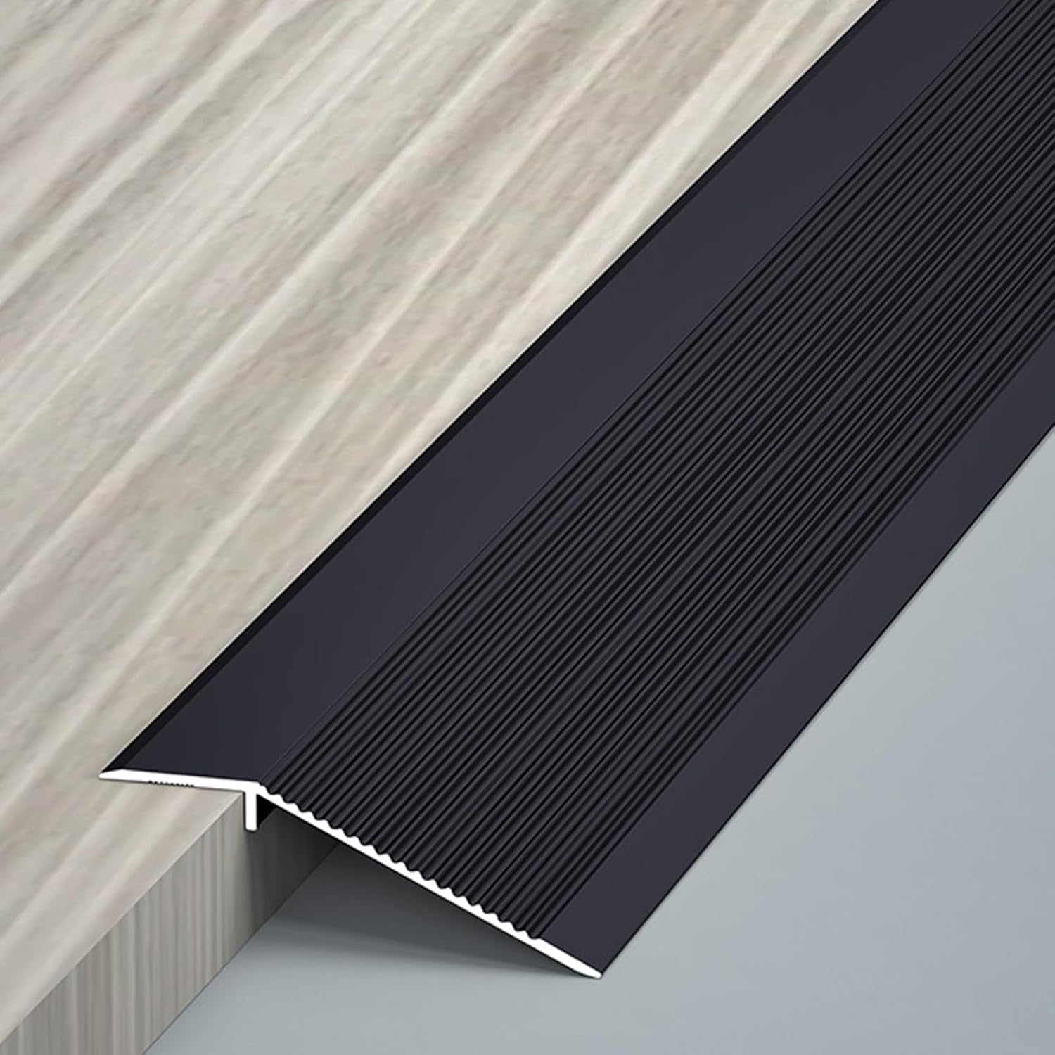 XAZLBIW Aluminum Transition Profile for Height Adjustment, Worktop Edge Trim, Carpet Strip, Laminate Profile, 1-4cm Slope Strip (Black, 105 CM)