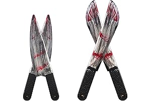 Set of 4 Bloody Knife Props for Ghoulish Halloween Decorations