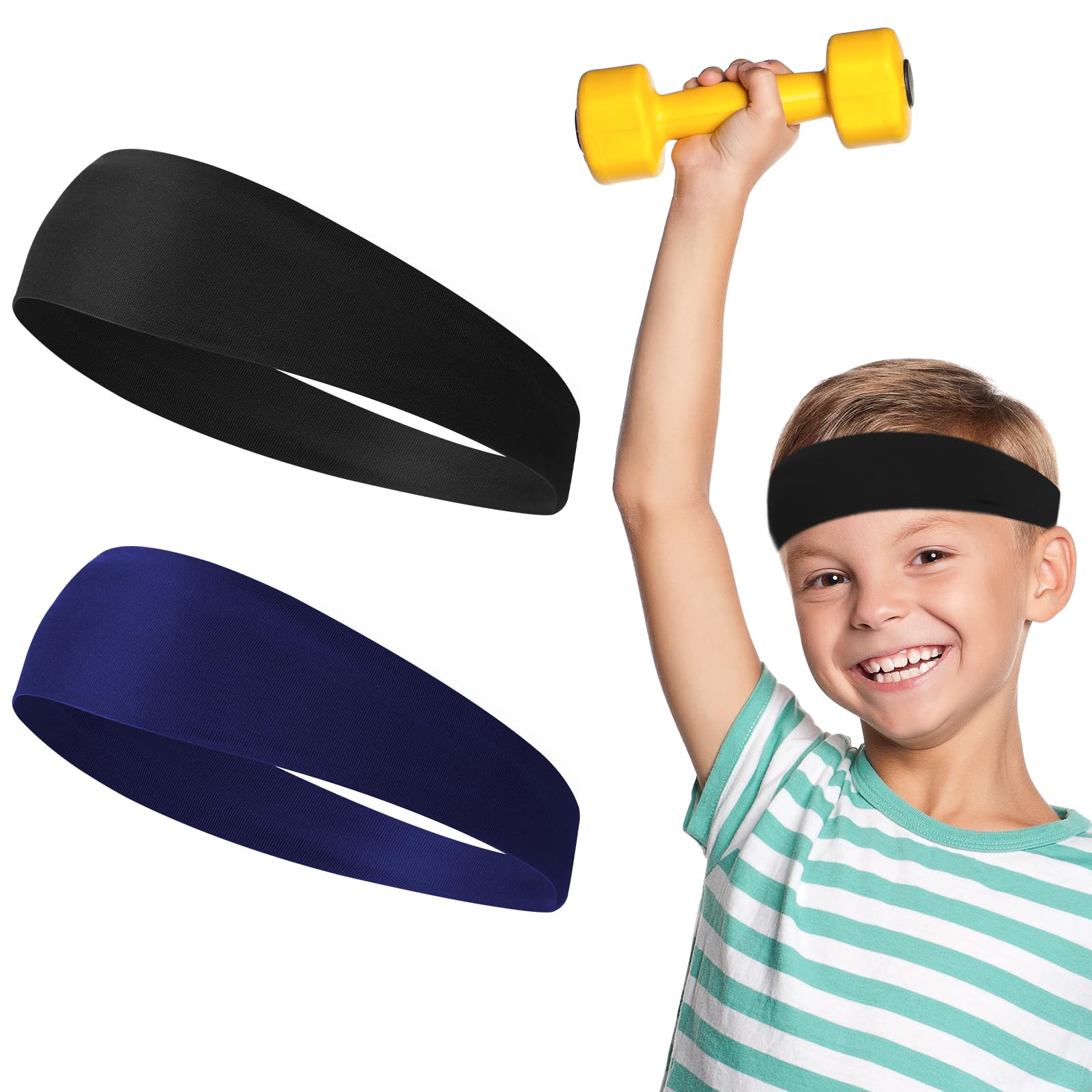 WY LIGHTING LEVELSoccer Headband 2 Pcs Sports Fan Sweat Bands Youth Football Players Headwear Cooling Head Band Helmet Sweatbands Swimming Basketball Baseball Elastic Wrap Towel