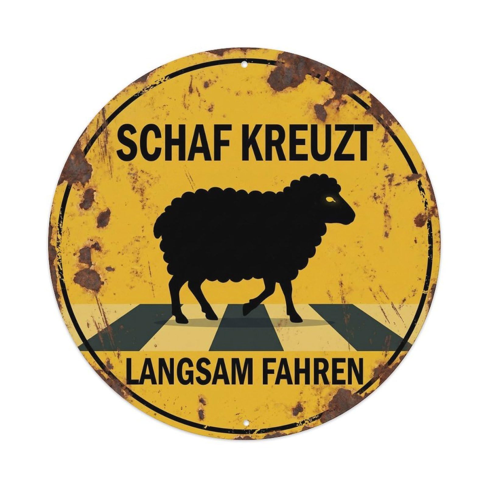 Sheep Crossing Langsam Fahren Retro Metal Tin Sign