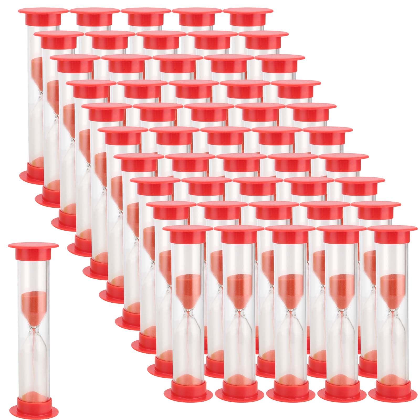 JAPCHET Lot de 100 sabliers de 1 minute, compte à rebours en vrac pour jeux, salle de classe, prix scolaires, fêtes, rouge
