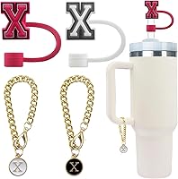 Vista 20 de Velaco 4 PCS Initial Letter Charm Accessories and Straw Cover Pack- Chains with Initial Letter for Stanley 20 30 40 oz Tumbler with Handle