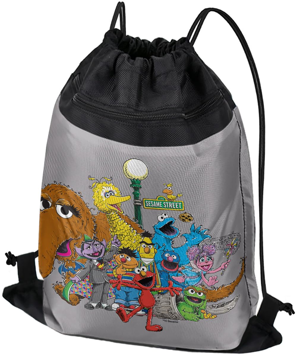 LOGOVISION Sesame Street Group Street Light Drawstring Backpack Sports Bag Sackpack 17
