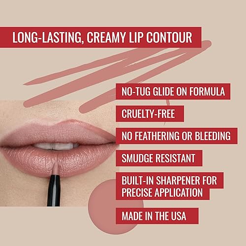 Miniatura 4 de Runway Rogue Designer Liner Lápiz labial, lápiz delineador de labios beige arena claro mate y sacapuntas delineador, 'Spotlight'