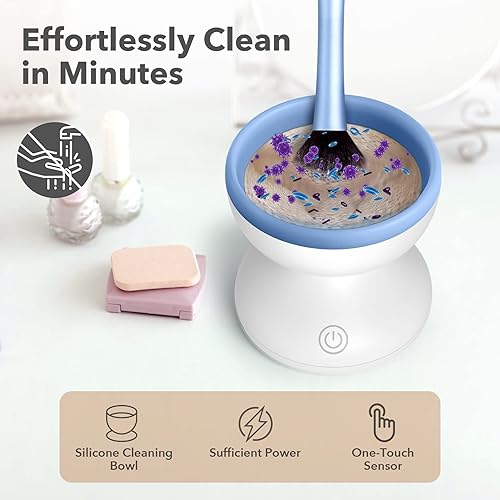 Miniatura 3 de Alyfini - Máquina limpiadora de brochas de maquillaje eléctrica, portátil, automático, USB, para todos los tamaños, juego de brochas de maquillaje