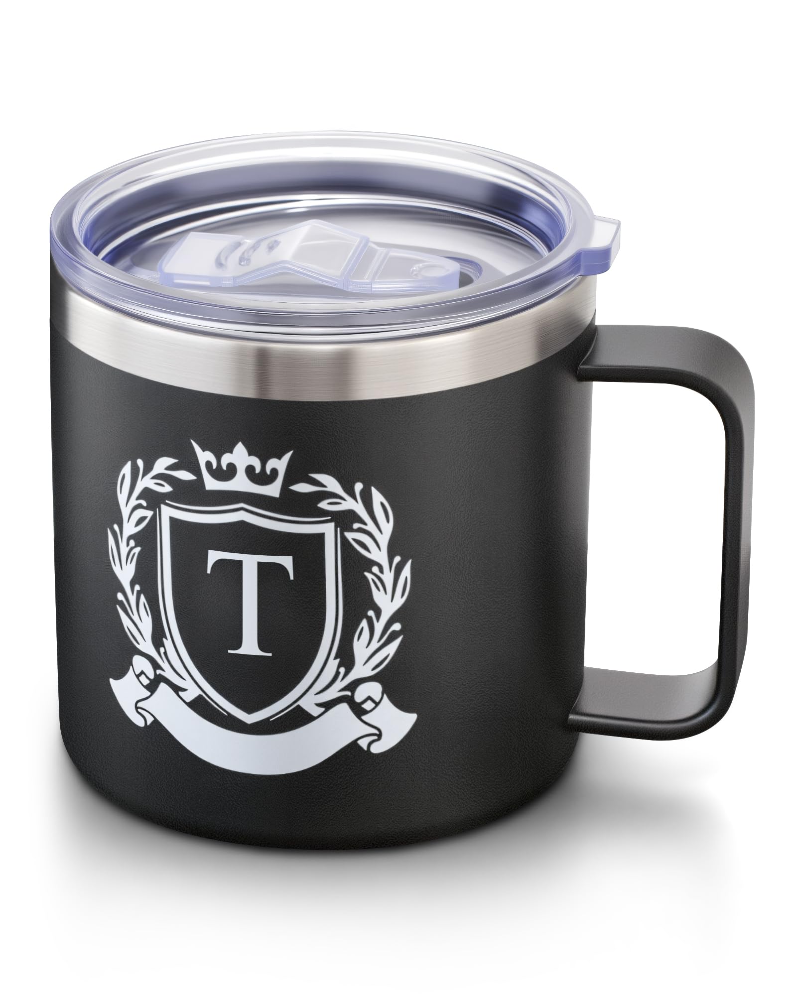 MNZZ Personalized 14 Oz Insulated Coffee Mug with Lid Travel Large Cup Men Christmas Luxury Gift Ideas Hiking Camping Army Outdoorsy Traveler