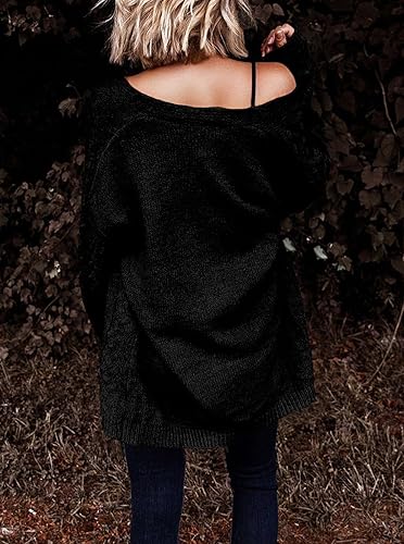 Miniatura 4 de Dokotoo Cárdigan de punto trenzado grueso de manga larga con frente abierto para mujer 2023, ropa de abrigo con bolsillos