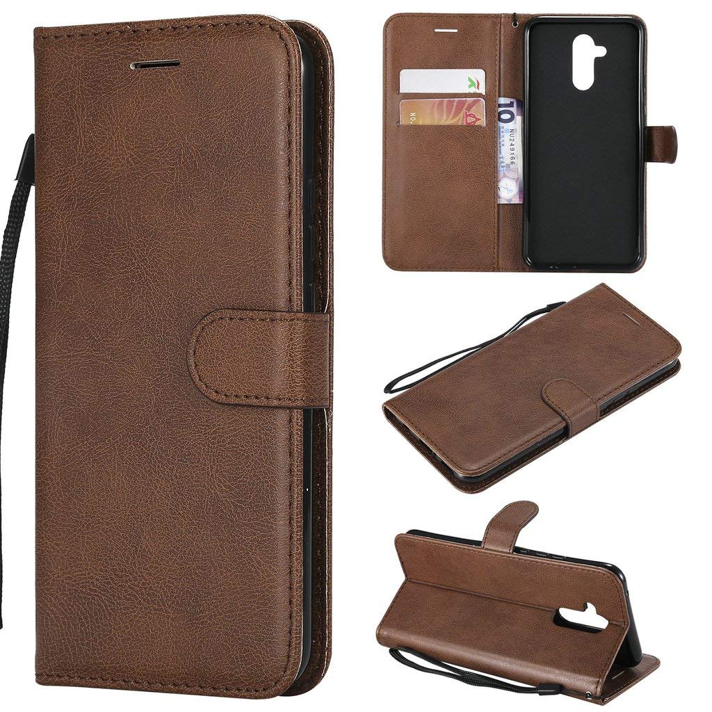 FQY-TEC | Huawei Mate 20 lite(6.3") case,[Brown][Solid color][Pu Leather]and[TPU]Wallet,Card slot,Support Case for Huawei Mate 20 lite(6.3")