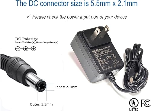 Miniatura 7 de Listado UL Cargador adaptador universal de CA de 12 V 1 A, cable de fuente de alimentación regulado de 12 voltios 1000 mA para cámara de seguridad