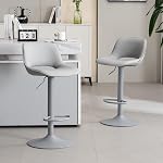 YOUNIKE Black Bar Stools Set of 2, Adjustable Counter Stools for Kitchen Island, Modern Bar Chair Barstools with Hollow Back, Armless Swivel Bar Stools, Loads Up to 136 KG, Easy to Assembly