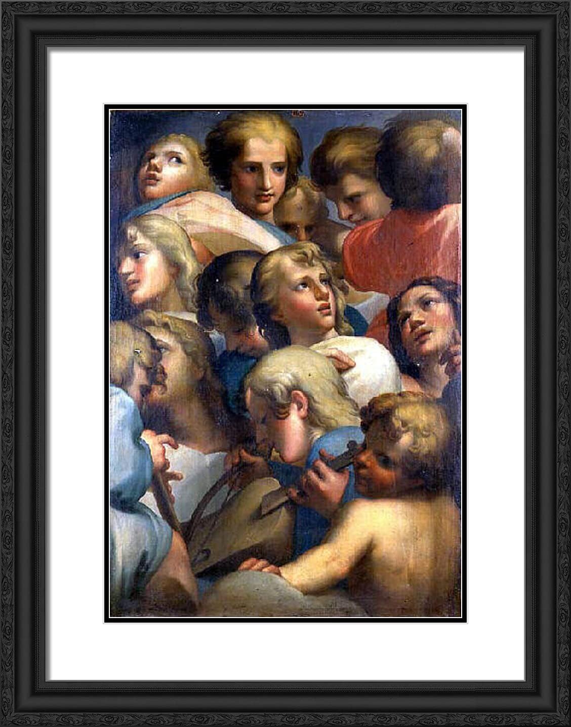 ArtDirect Correggio 19x24 Gold Ornate Framed Art Print with Double Matting Titled: Group of Angels from Correge
