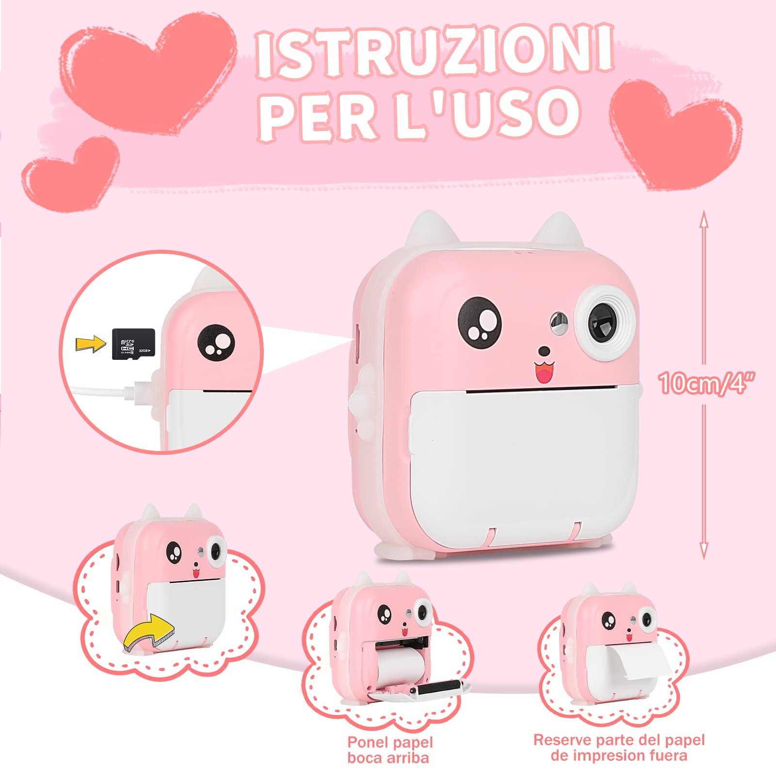 5 Rotoli di Carta Termica di Ricambio per Macchina Fotografica Bambini Carta da stampa per fotocamera bambini Compatibile con la maggior parte delle fotocamere a stampa istantanea per bambini