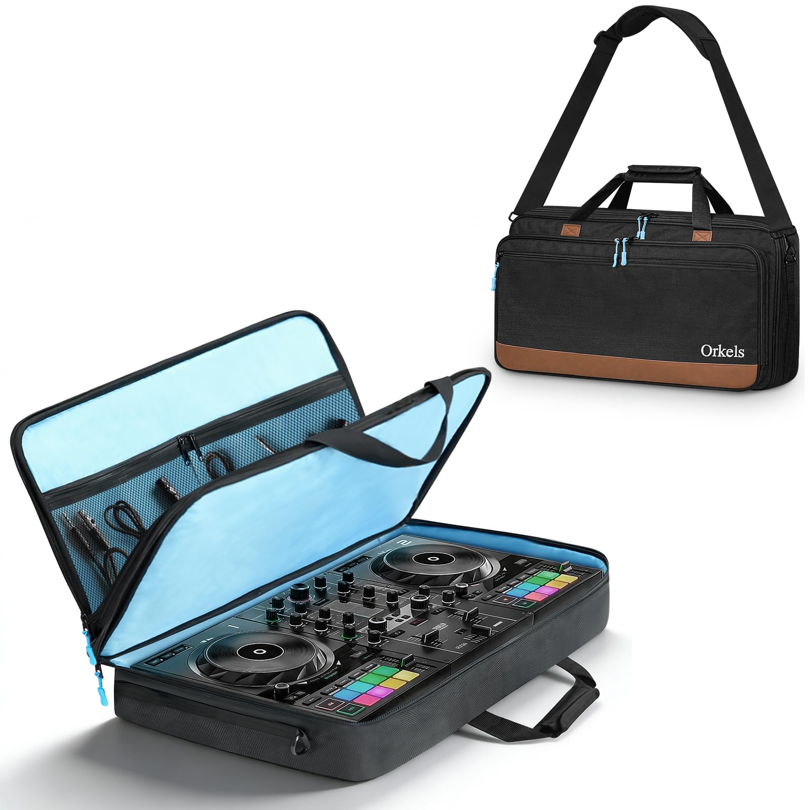 SUNDOY DJ Tragetasche kompatibel mit Pioneer/Numark/Hercules Controller – Stoßfester Transportkoffer mit Schultergurt & Zubehörfächern