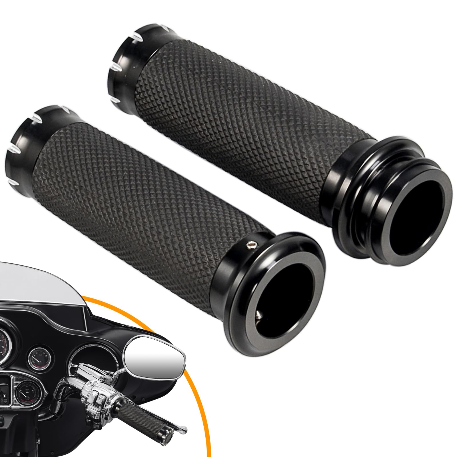 Photo 1 of PBYMT 1inch Hand Grips, Electronic Throttle Control Handlebar Grips Fit for Harley FXDLS 2016-2017, Softail 2016-2024, FLSTSE 2011-2012, FLSTNSE 2014-2015, FXSBSE 2013-2014 and Trike (Black)