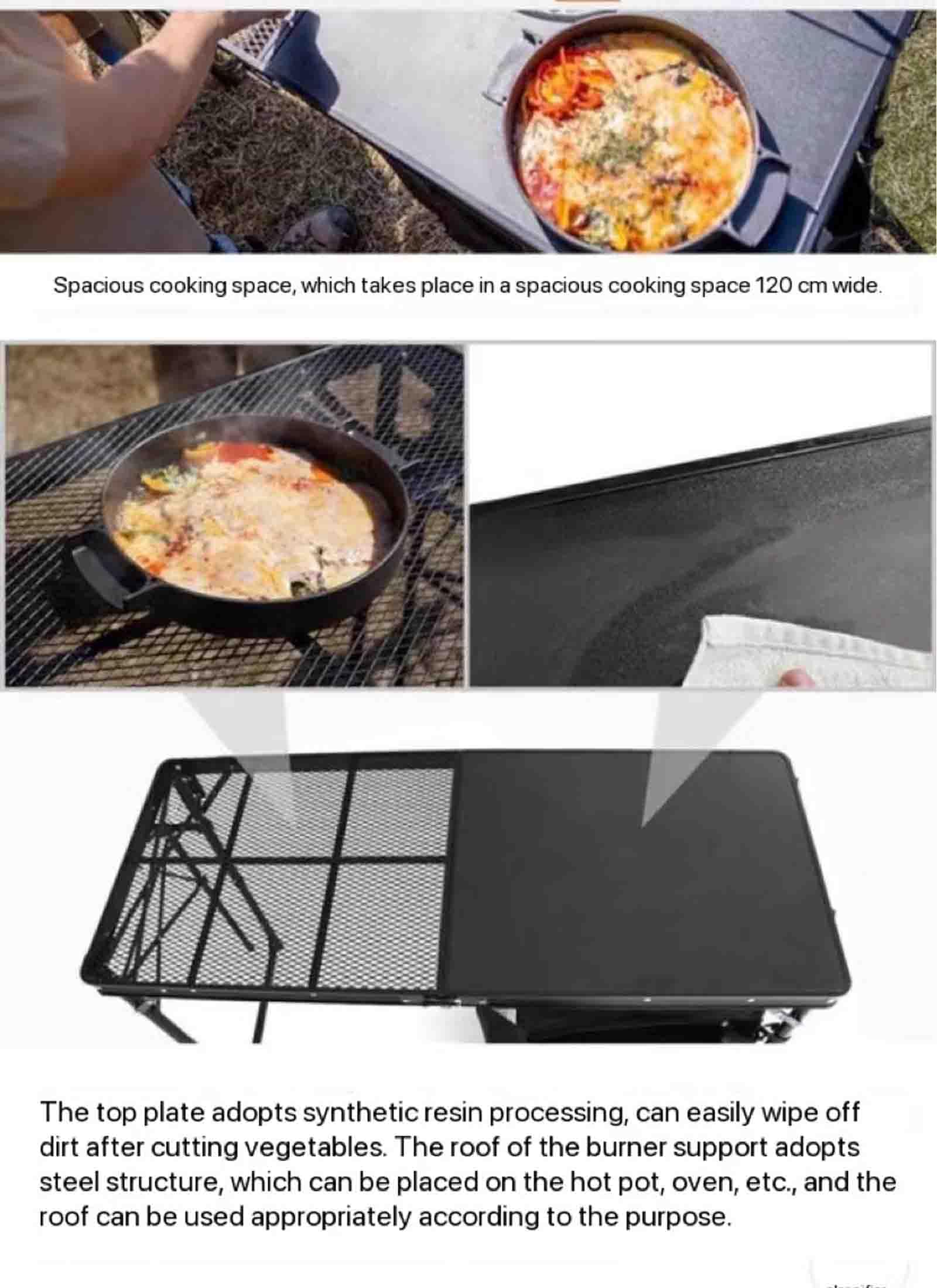 PRUJOY Estación de Cocina Plegable portátil de Aluminio para Campamento, Mesa de Cocina, Armario, Organizador de Almacenamiento, Bolsa de Transporte, Instalación rápida (Khaki)