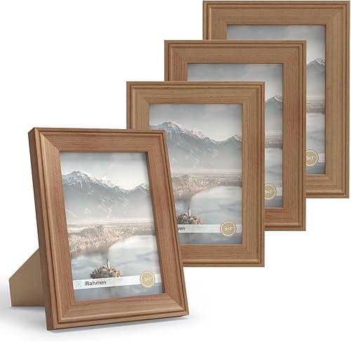 Miniatura 18 de iRahmen Juego de 4 portarretratos de 8 x 10 pulgadas, marco de fotos vintage rústico marrón con cristal real, marcos de 8 x 10 pulgadas para montaje