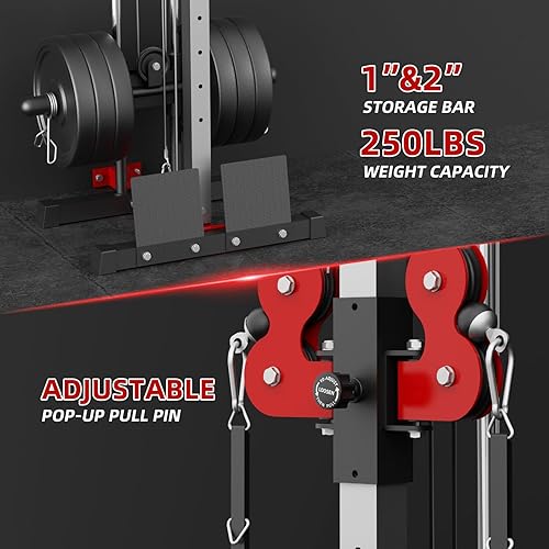 Miniatura 10 de VANSWE Wall Mount Cable Station, 18 Positions Adjustable Dual Pulleys Cable Crossover Machine
