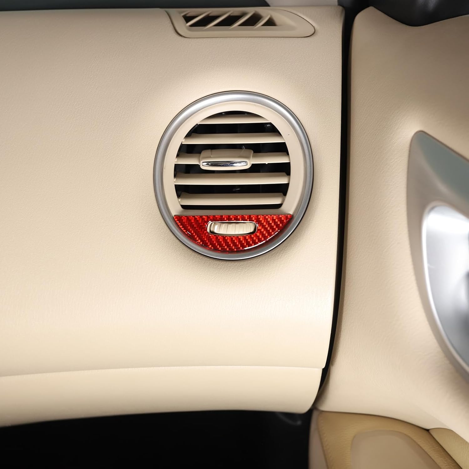 Soft Red Carbon Fiber 3D Sticker Car Central Control Side Air Outlet Switch Sticker,for Nissan Pathfinder 2013 2014 2015 2016 2017 2018,Center Air Conditioning Vent Trim Frame Interior Car Accessories