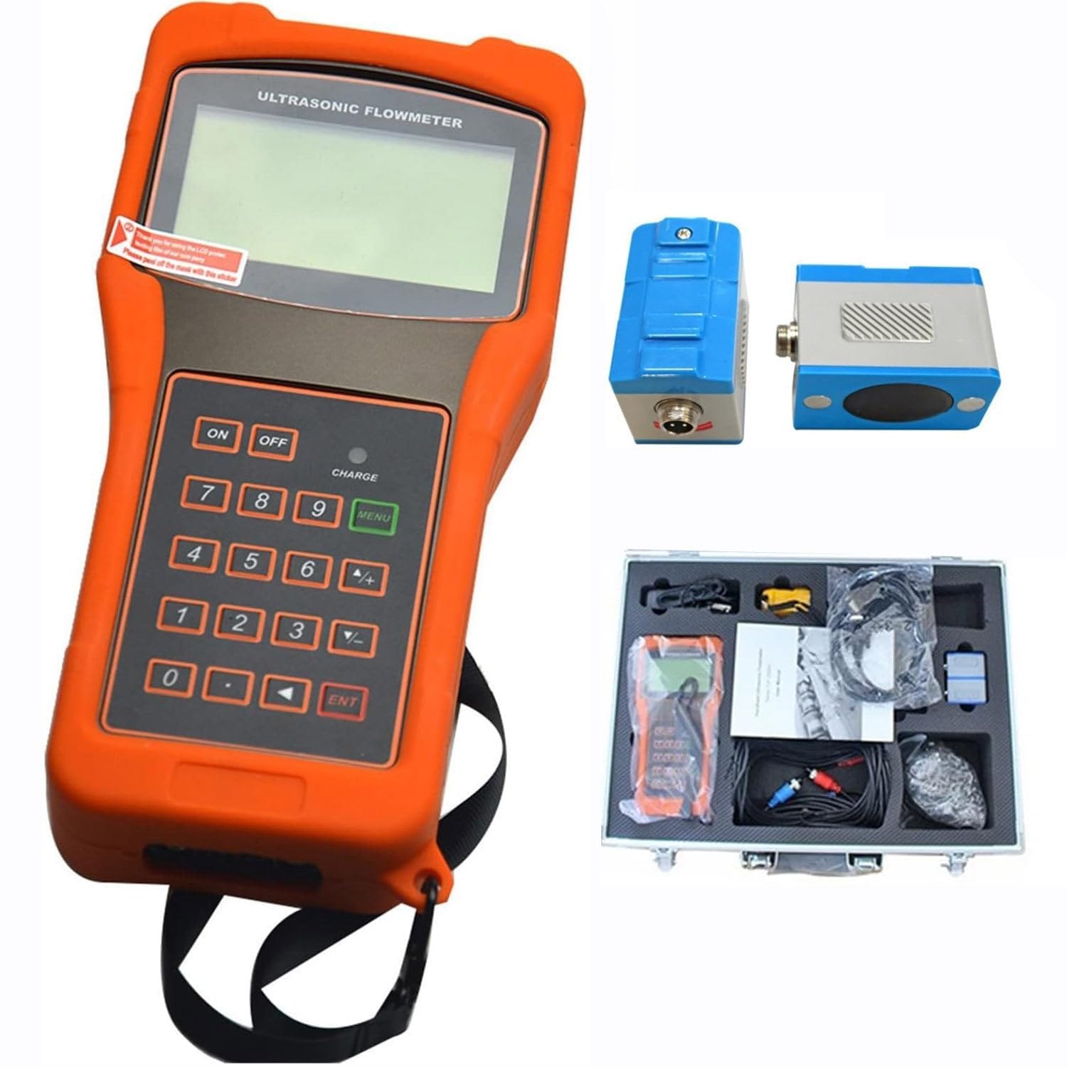 Portable Digital Ultrasonic Flow Meter with Small & Medium Transducers for Pipes from 0.59 to 236.22 inch (15 to 6000 mm) & from -22°F to 194°F (-30°C to 90°C),TS-2(DN15-100mm) (6000mm)