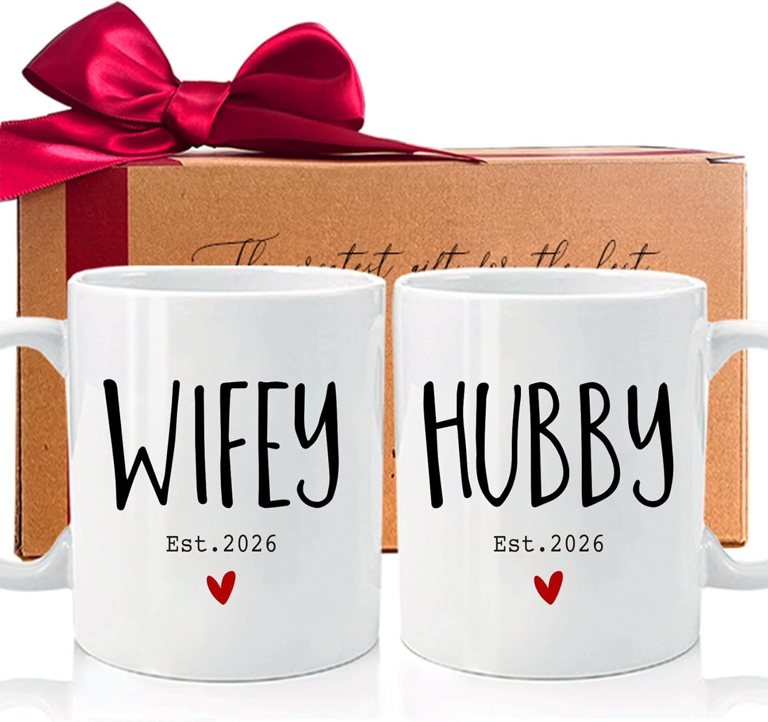Wifey Hubby Mugs Gift Set for Husband & Wife - 11oz Ceramic Couples Cups with Fun Design | Perfect for Anniversary, Valentine's Day & Weddings 2026 (2-Piece Set) -243